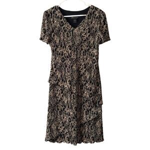 Connected Apparel Black & Gold Bodre Sheath Dress- Size 8